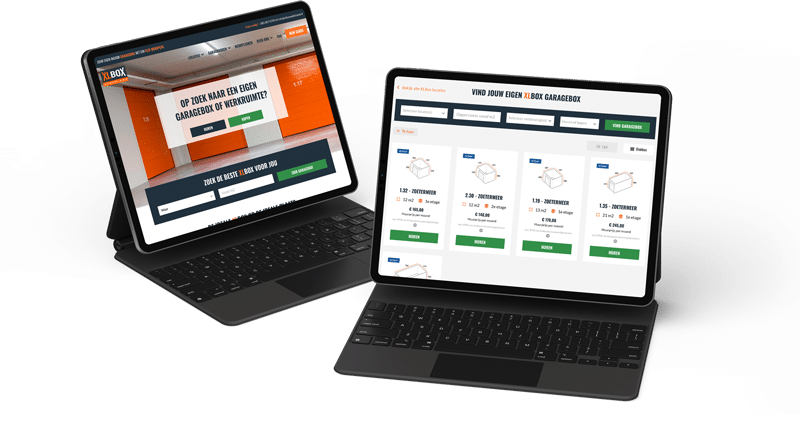 Website XLBox Nederland garageboxen overzicht